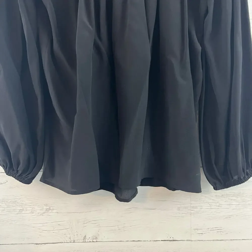 Dora Landa Black Caged Shoulder Long Sleeve Top Size XS